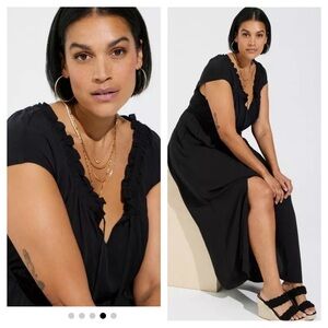 Torrid Maxi Textured Woven Double Slit Dress